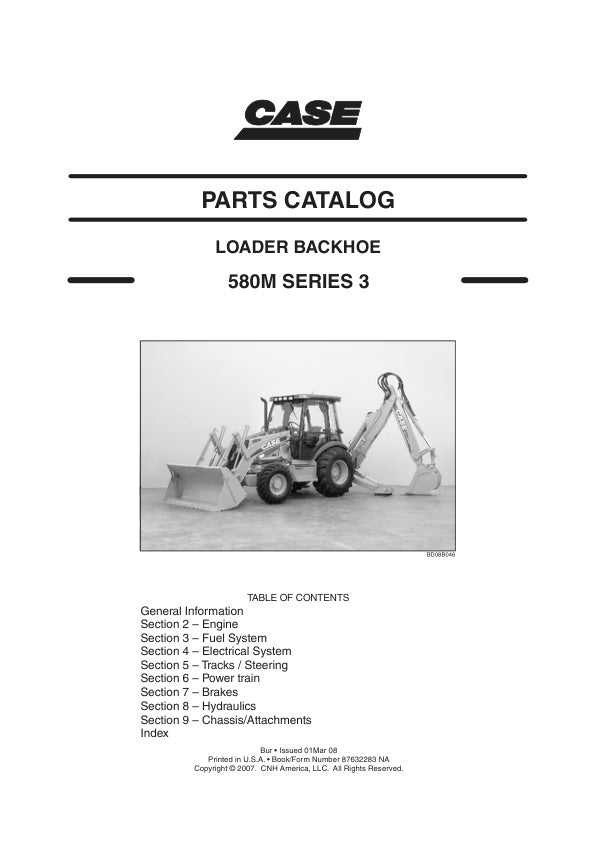 CASE 580M SERIES 3 BACKHOE LOADER PARTS CATALOG MANUAL 87632283 - PDF FILE