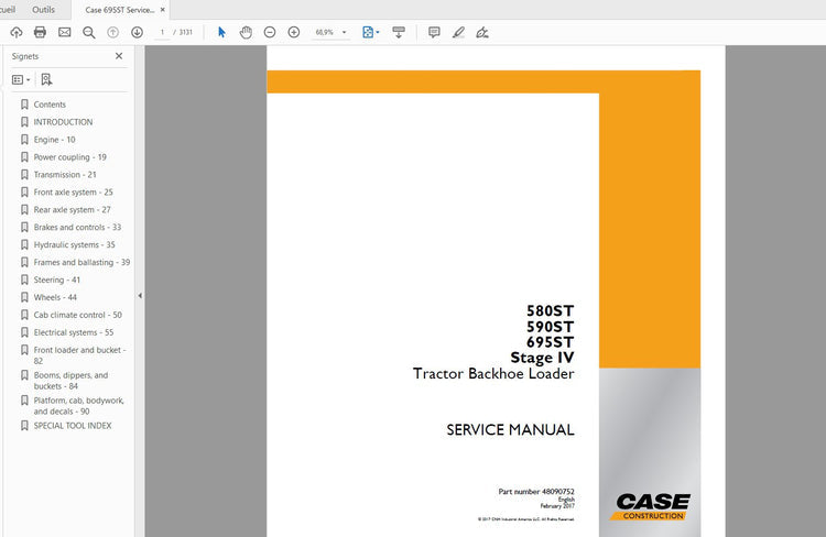 CASE 580ST_590ST_695ST TRACTOR BACKHOE LOADER 48090752 SERVICE MANUAL - PDF FILE