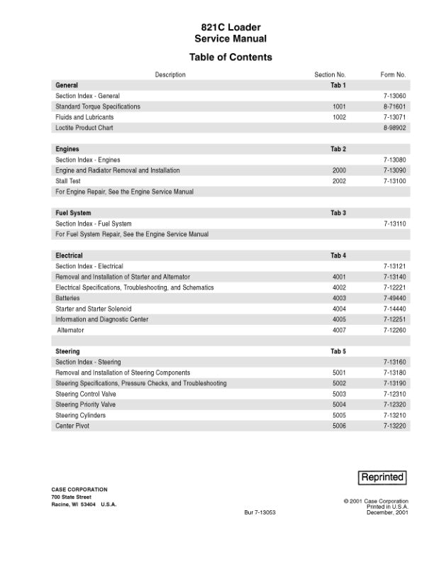 CASE 821C LOADER SERVICE MANUAL 7-13053