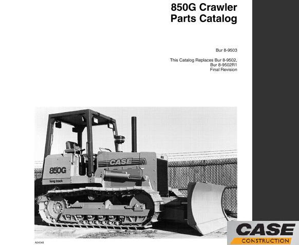 CASE 850G CRAWLER PARTS CATALOGUE MANUAL - PDF FILE
