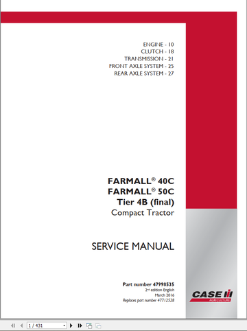 CASE COMPACT TRACTOR FARMALL 40, 50 C TIER 4B SERVICE