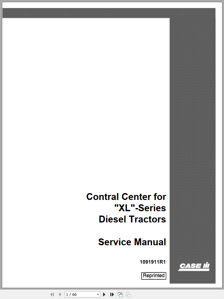 CASE Control Center for XL Series Diesel Tractor Service Manual 1091911R17 – PDF File