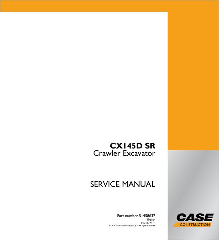 Case CX145D SR Crawler Excavator Service Manual (51458637)