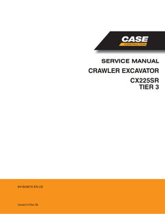 CASE CX225SR (TIER 3) CRAWLER EXCAVATOR SERVICE MANUAL 84184367A - PDF FILE