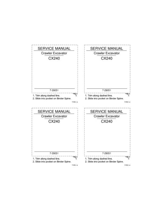 Case CX240 Crawler Excavator Service Manual (7-29051) | Repair & Workshop Guide