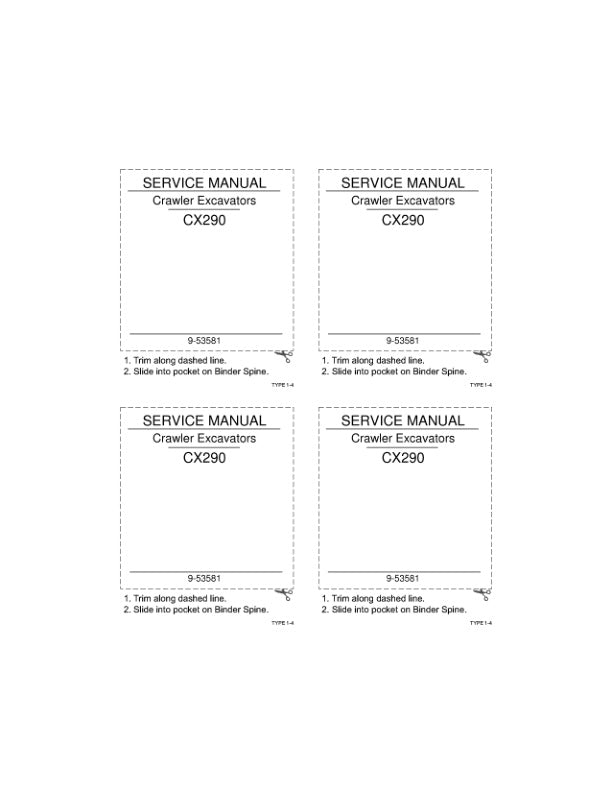 CASE CX290 CRAWLER EXCAVATOR SERVICE MANUAL 9-53581 - PDF FILE