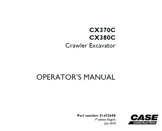 # CASE CX350C / CX380C Crawler Excavator Operator’s Manual PDF