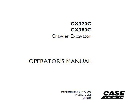# CASE CX350C / CX380C Crawler Excavator Operator’s Manual PDF
