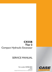 CASE CX55B (TIER 3) COMPACT HYDRAULIC EXCAVATOR SERVICE MANUAL S5PS0014E01 - PDF FILE
