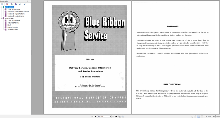 CASE Delivery Service General Information & Service Procedures for 656 Series Tractors Service Manual GSS-1054 PDF