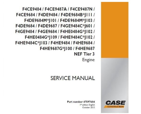 CASE F4CE9484 / F4CE9487A / SERVICE REPAIR MANUAL - PFD FILE