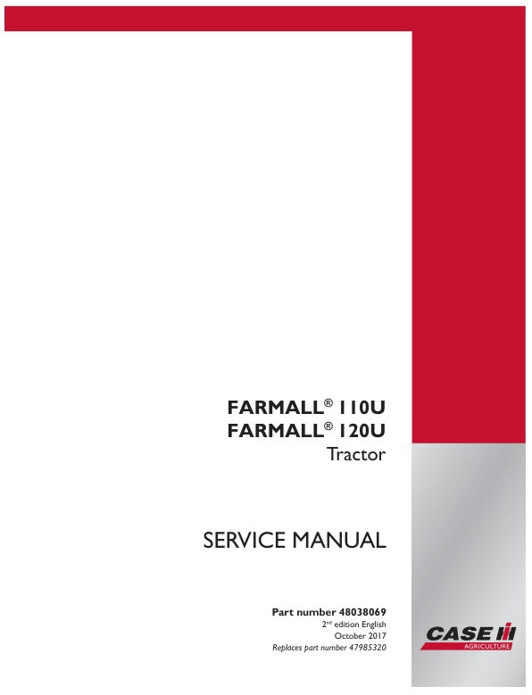 CASE FARMALL 110U, 120U TRACTOR SERVICE MANUAL - 48038069