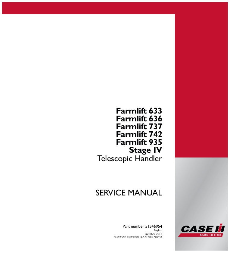 CASE FARMLIFT 633, 636, 737, 742, 935 STAGE IV TELESCOPIC HANDLER SERVICE MANUAL 51546954 - PDF FILE