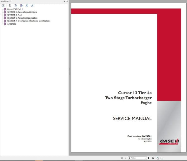 CASE IH ENGINE CURSON 13 TIER 4A SERVICE MANUAL 84474501 - PDF FILE