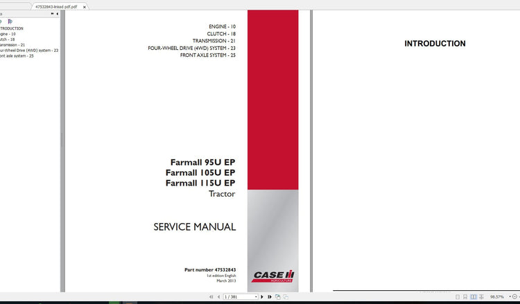 CASE IH FARMALL 95U EP_FARMALL 115U EP TRACTOR SERVICE MANUAL - PDF FILE