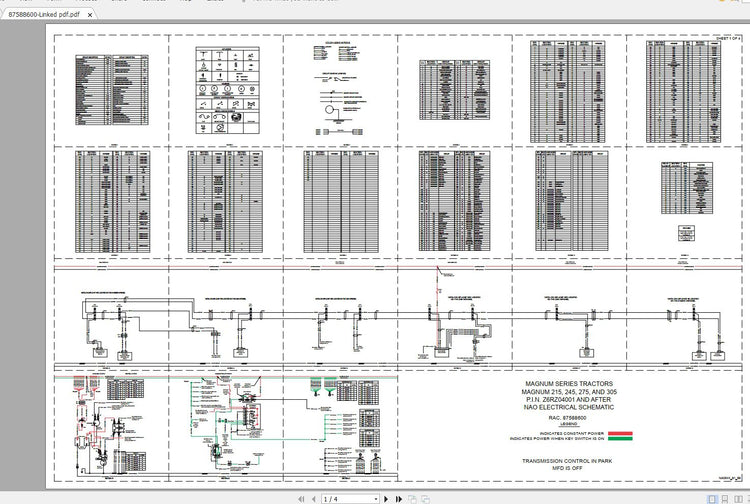 Case IH Magnum 215, 245, 275, 305 Tractor Electrical Schematic Manual (87588600 - PDF)