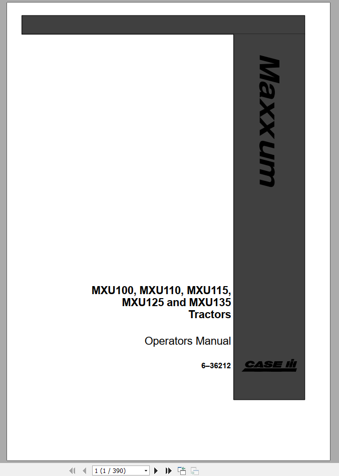 CASE IH MXU 100, 135 OPERATOR MANUAL - PDF FILE