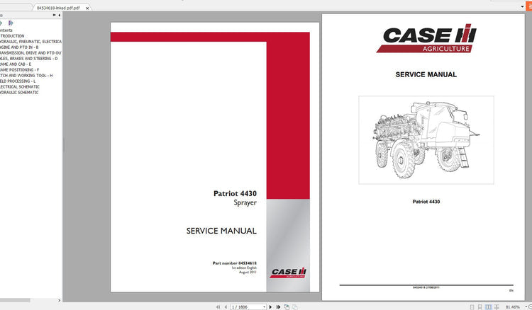 CASE IH PATRIOT 4430 SPAYER SERVICE MANUAL 84534618 - PDF FILE