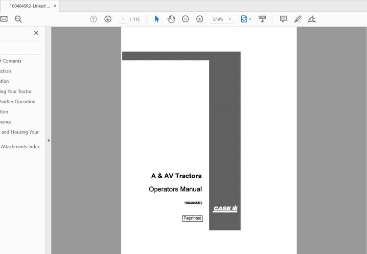 CASE IH TRACTORS A & AV 1004045R2 OWNER’S MANUAL - PDF FILE