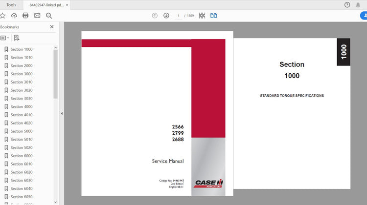 CASE IH TRACTOR 2688, 2799, 2566 SERVICE MANUAL 84465947 - PDF FILE