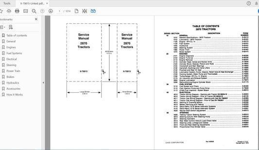 # Case IH Tractor 2870 Complete Service Manual 9-79815 – PDF File