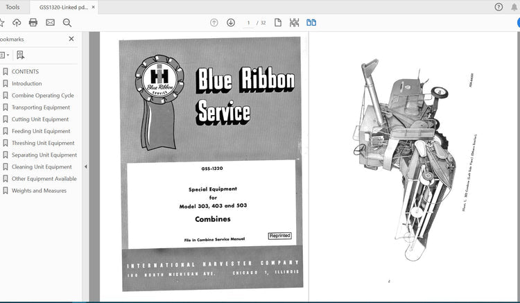 CASE IH TRACTOR 303,403,503 COMBNIES FOR SPECIAL EQUIPMENT SERVICE MANUAL GSS1320 - PDF FILE