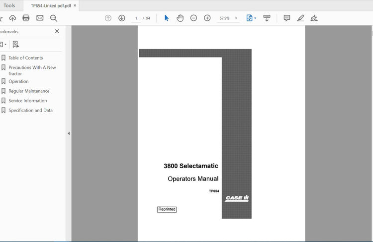 CASE IH TRACTOR 3800 SELECTAMATIC OPERATOR’S MANUAL TP654 - PDF FILE