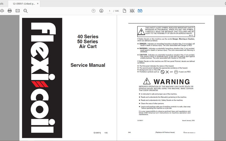 CASE IH TRACTOR 40 AND 50 SERIES (1740,2340,2640,3450,3850,4350) AIR CART SERVICE MANUAL GI-090V1 - PDF FILE