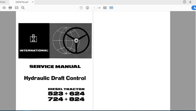 CASE IH Tractor 523, 624, 724, 824 Hydraulic Draft Control Service Manual 3000927R2 PDF File