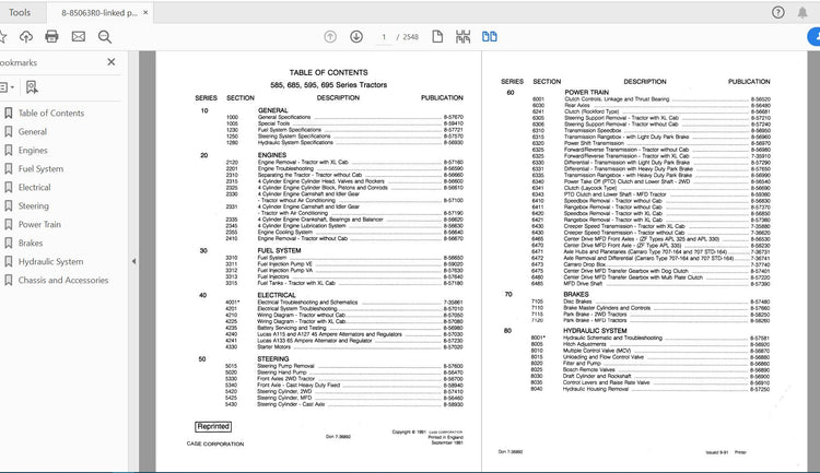 CASE IH 585, 685, 595 & 695 Tractor Complete Service Manual 8-85063R0 PDF