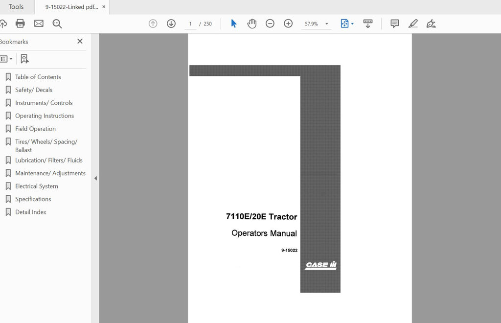 CASE IH TRACTOR 7110E, 7120E UK OPERATOR’S MANUAL 9-15022 - PDF FILE