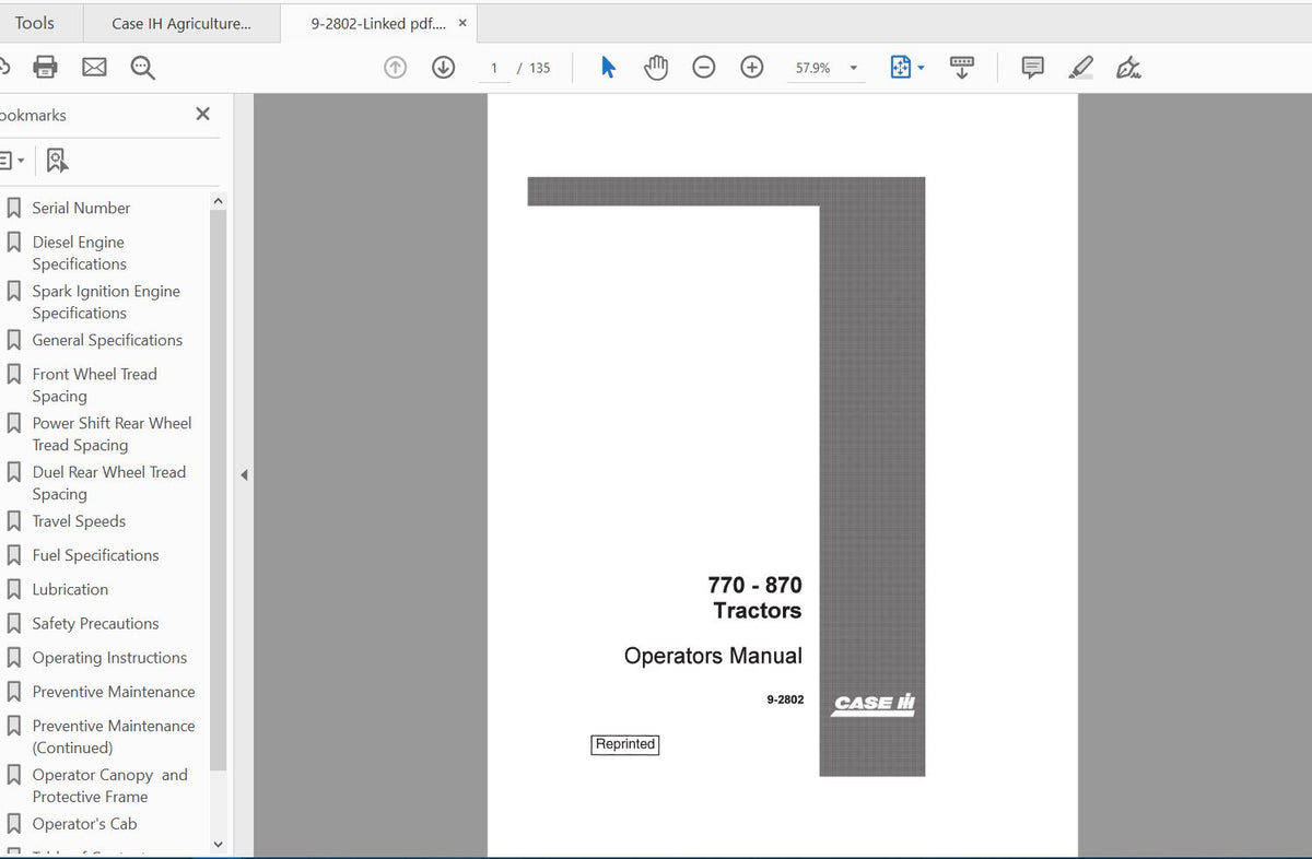CASE IH 770 & 870 Tractor Operator’s Manual 9-2802 – PDF Download