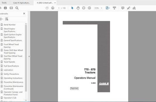 CASE IH 770 & 870 Tractor Operator’s Manual 9-2802 – PDF Download