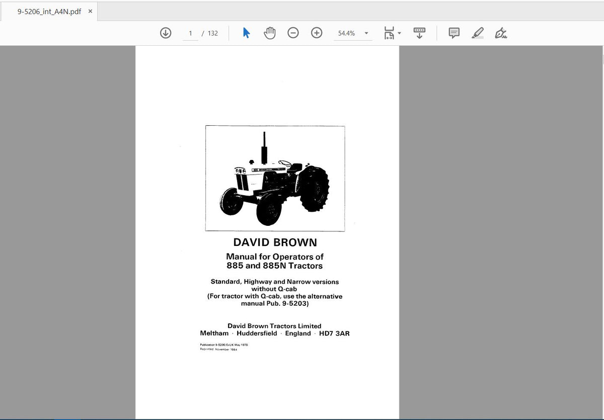 CASE IH Tractor 885, 885N Operator’s Manual 9-5206 – PDF File