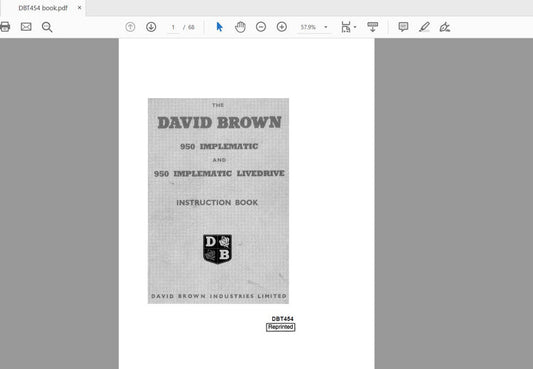 CASE IH 950 Implematic & 950 Implematic Livedrive Tractor Operator’s Manual DBT454 PDF