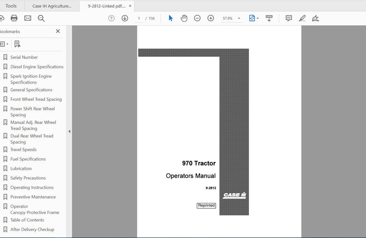 CASE IH TRACTOR 970 OPERATOR’S MANUAL 9-2812 - PDF FILE