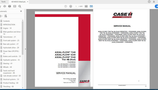 CASE IH Axial-Flow 7240, 8240 & 9240 Tier 4B Combine Service Manual 48144050 PDF