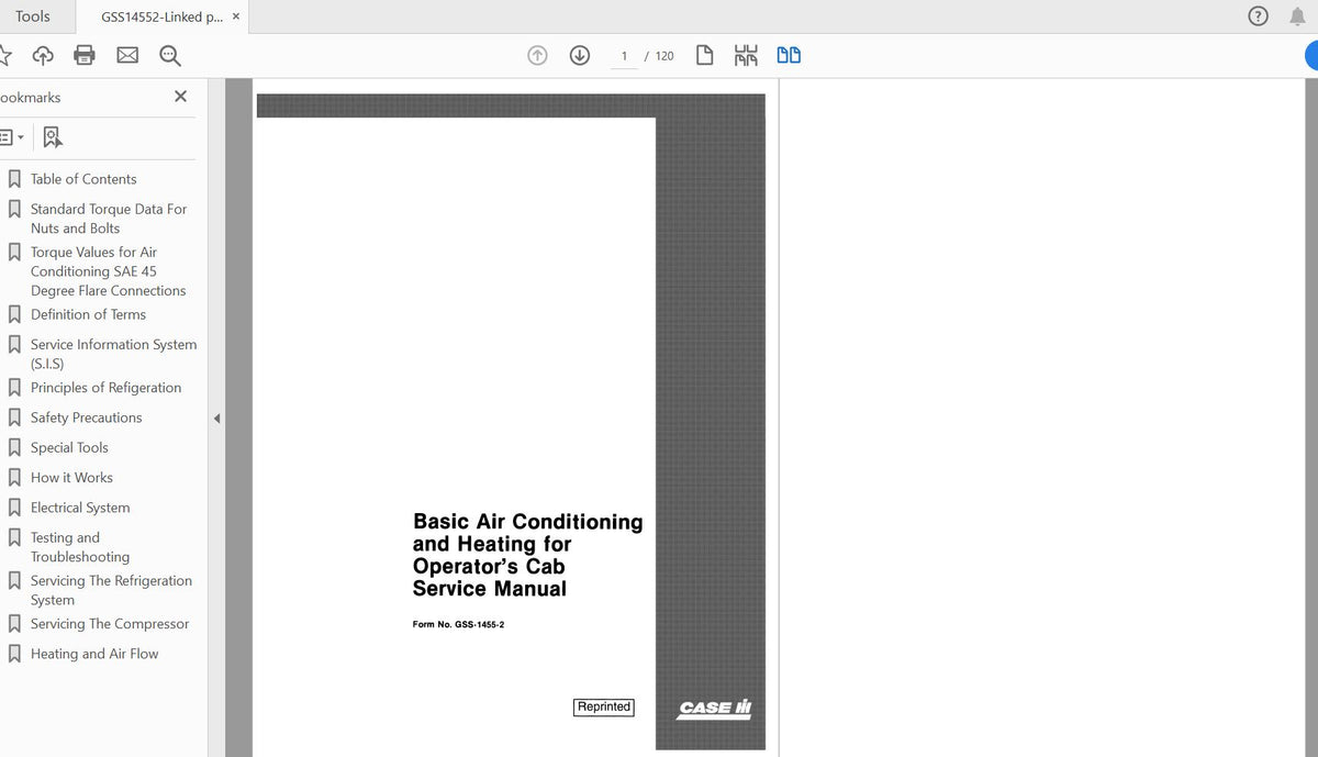CASE IH TRACTOR A,C & HEATING SERVICE MANUAL GSS14552 - PDF FILE