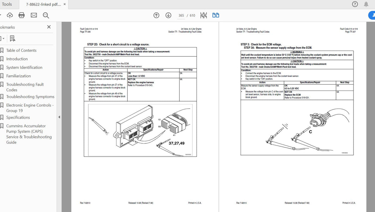 CASE IH Tractor CASE 24 Valve 8.3L Engine Fuel System Complete Service Manual 7-88622 - PDF File