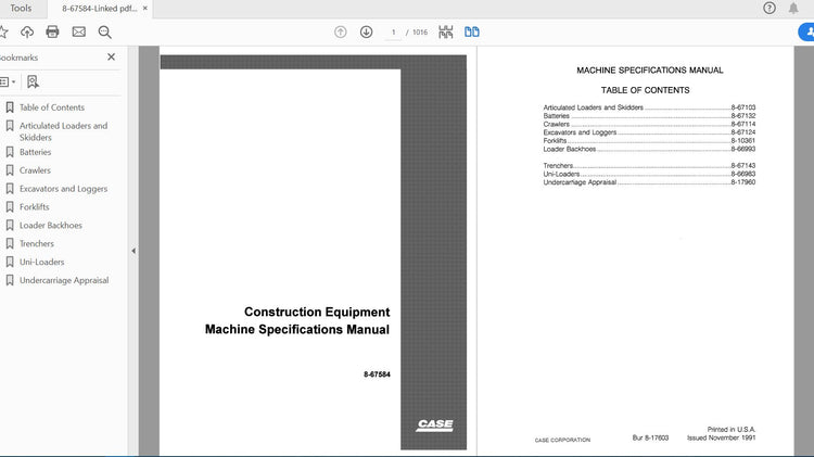 CASE IH TRACTOR CE COMPLETE SPECIFICATIONS SERVICE MANUAL 8-67584 - PDF FILE