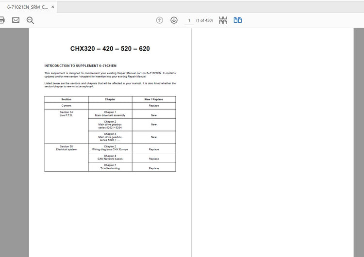 CASE IH Tractor CHX Supplement Service Manual 6-71021 - PDF File