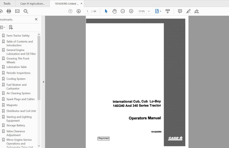 CASE IH Cub, Cub Lo-Boy 140, 240 & 340 Tractor 1014243R5 Operator’s Manual PDF