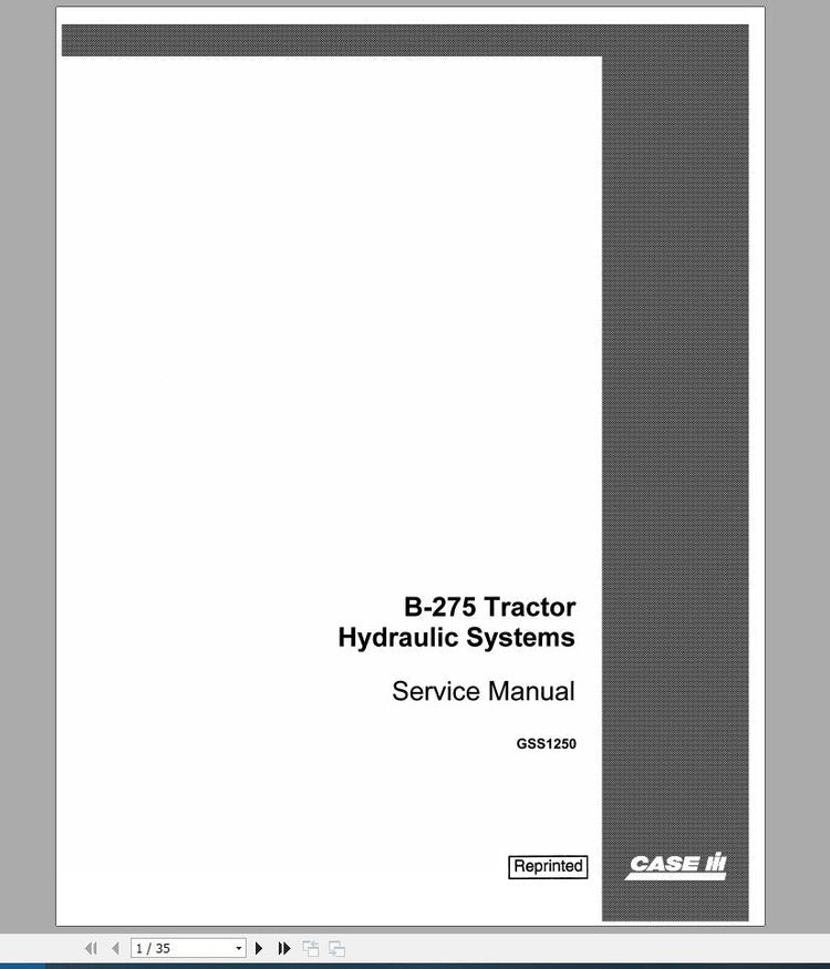 CASE IH Tractor Hydraulic System B-275 Service Manual GSS1250 PDF File