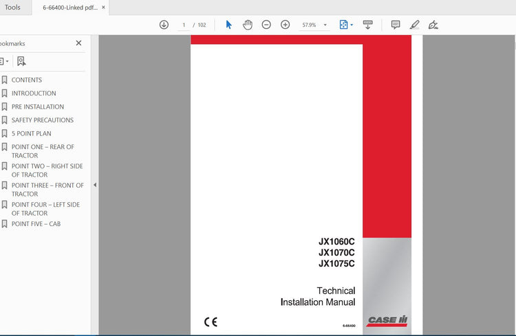 CASE IH TRACTOR JX 1050C, 1070C, 1075C 6-66400 OPERATOR’S MANUAL - PDF FILE