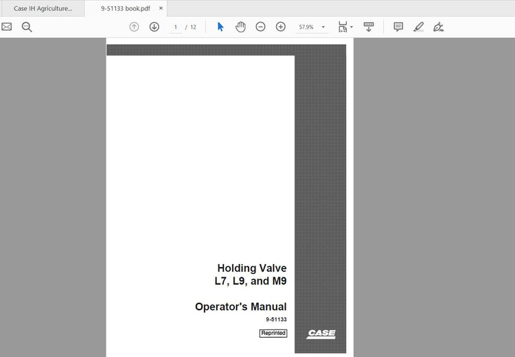 CASE IH TRACTOR L7,L9,LL9 AND M9 9-51133 OPERATOR’S MANUAL - PDF FILE