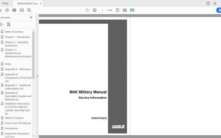 CASE IH TRACTOR M4K MILITARY MANUAL MODEL NA SERVICE MANUAL 3930010764237 - PDF FILE