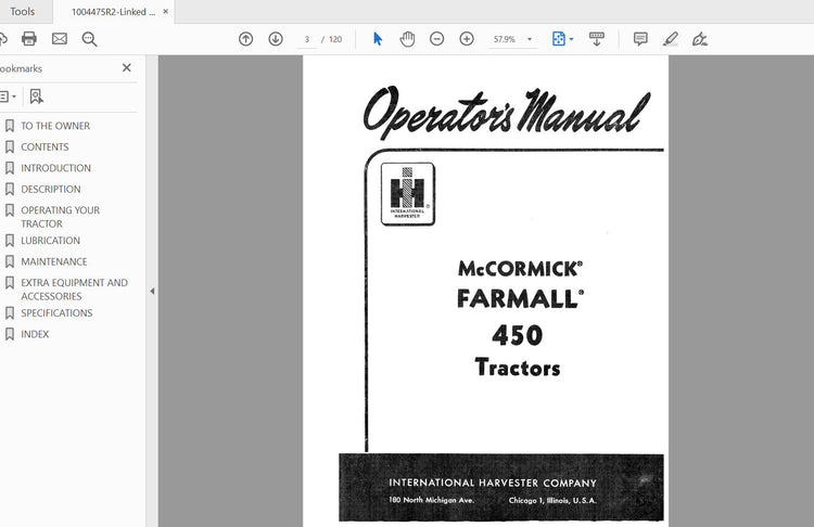 CASE IH TRACTOR MCCORMIK FARMALL 450 1004475R2 OPERATOR’S MANUAL - PDF FILE