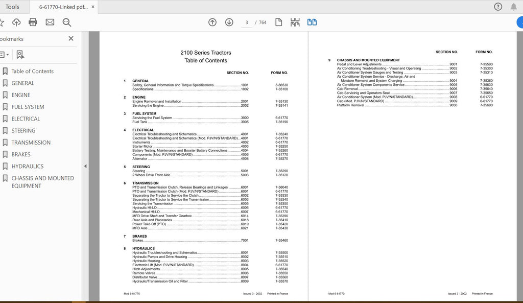 CASE IH TRACTOR PJPJVPJN55, PJPJVPJN65, PJPJVPJN75 SERVICE MANUAL 6-61770 - PDF FILE