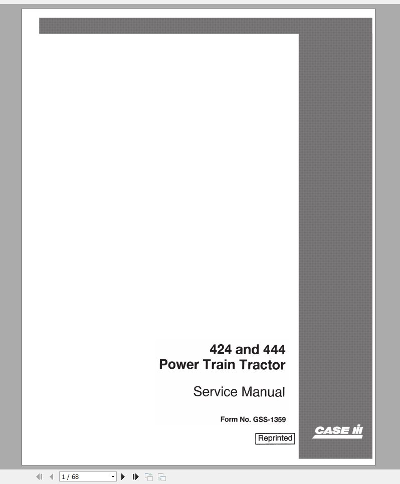CASE IH Tractor Power Take Off B-275 Service Manual GSS1248 – PDF File