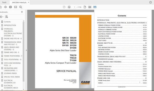 Case IH Tractor SR130–TV380 Service Manual 84423866 PDF